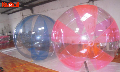 vibrant blue and pink zorb ball