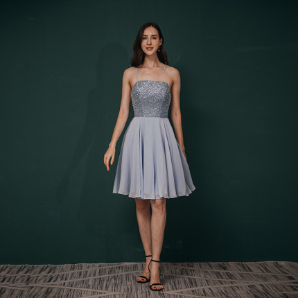 pretty shiny bridesmaid evening dress
