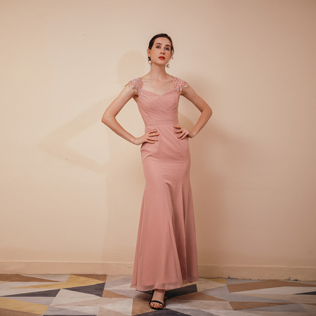 glamour pink slim evening dress