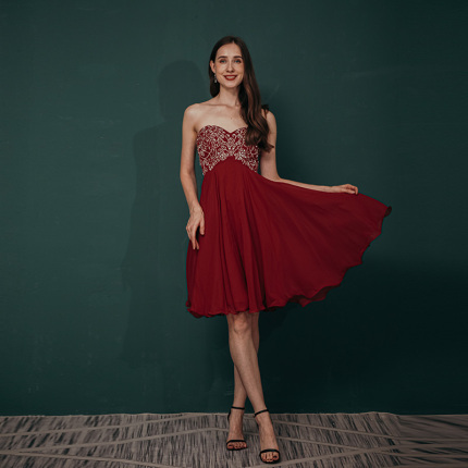 drape tube top evening dress