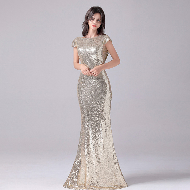 trendy shiny fishtail evening dress