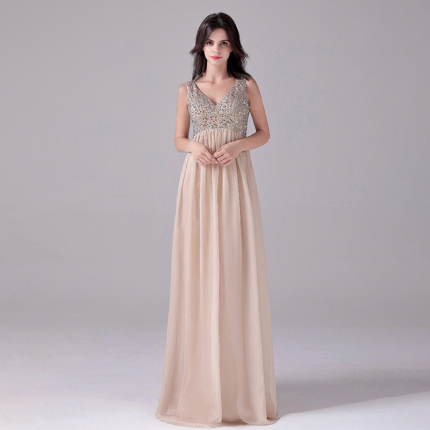 fashion high waist cream evening dress