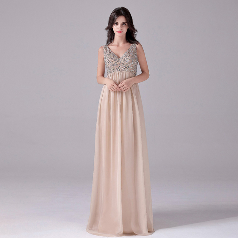 fashion high waist cream evening dress
