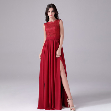 brick red sexy formal evening dress