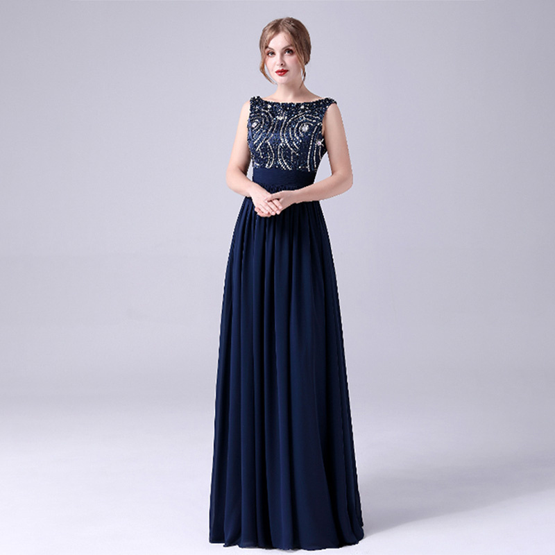 fitted blue black evening dress