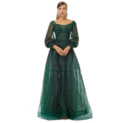 ladies mesh embroidered evening dress