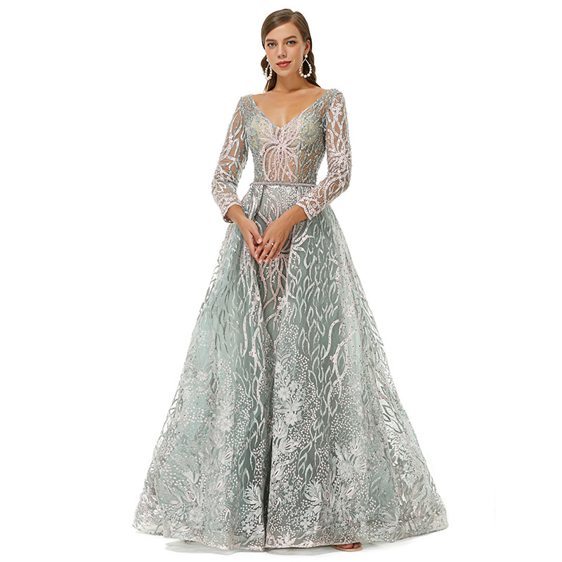 ladies classic pink grey evening dress