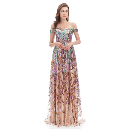 mature sparkling colorful evening dress