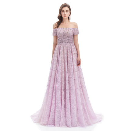 stylish purple sparkling evening dress