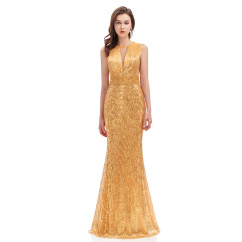 stylish shiny gold evening dress