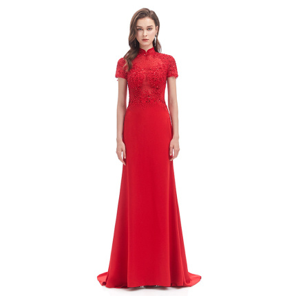 tight red wedding toast dress
