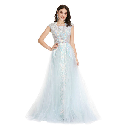 women's light blue evening dress