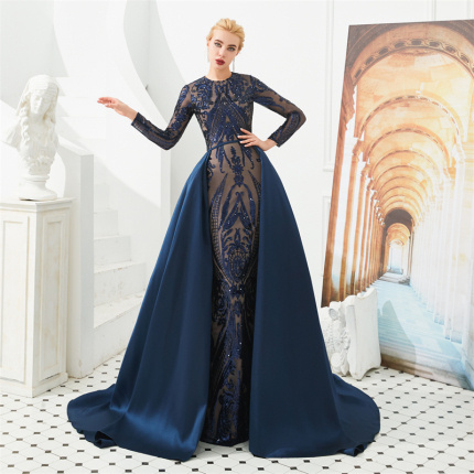 fitted flowery blue evening dress