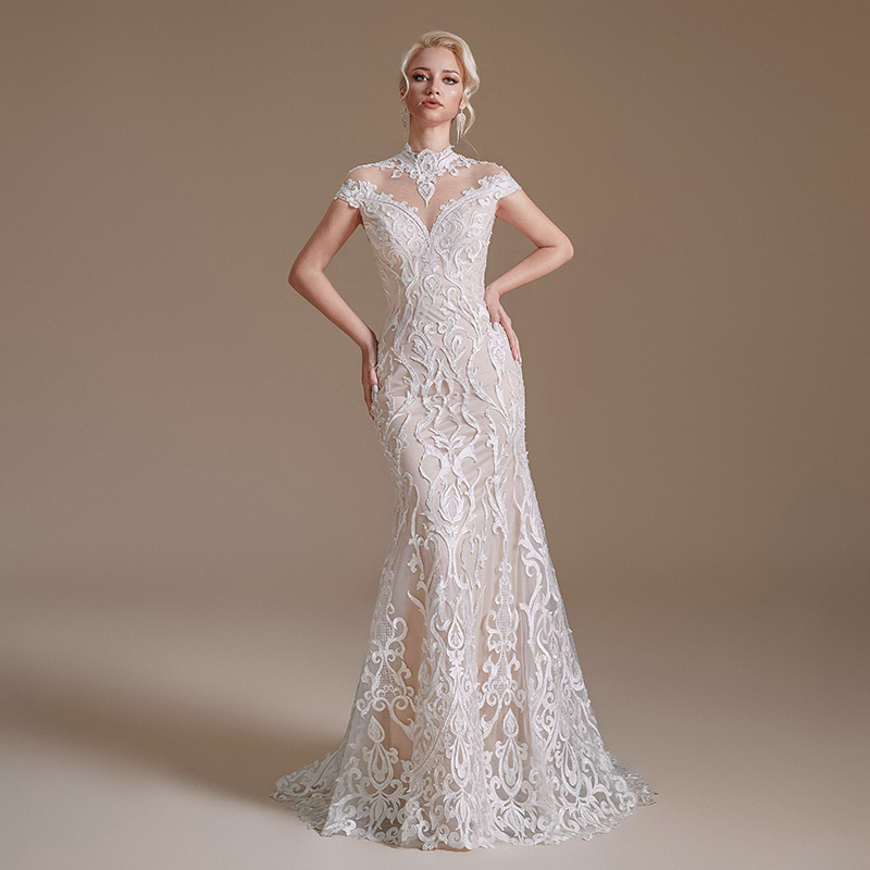 white comfy lace evening dress