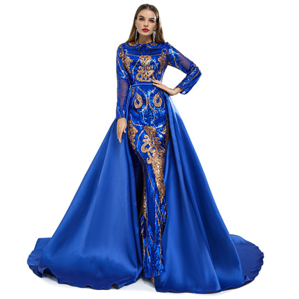 long sleeve small trailing gown