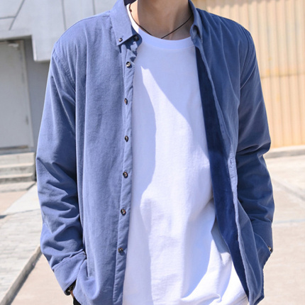 solid fleece long sleeve dress shirt