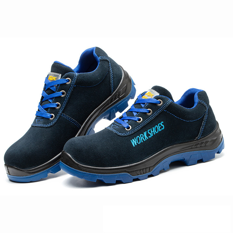 blue sporty lightweight safety shoes for working