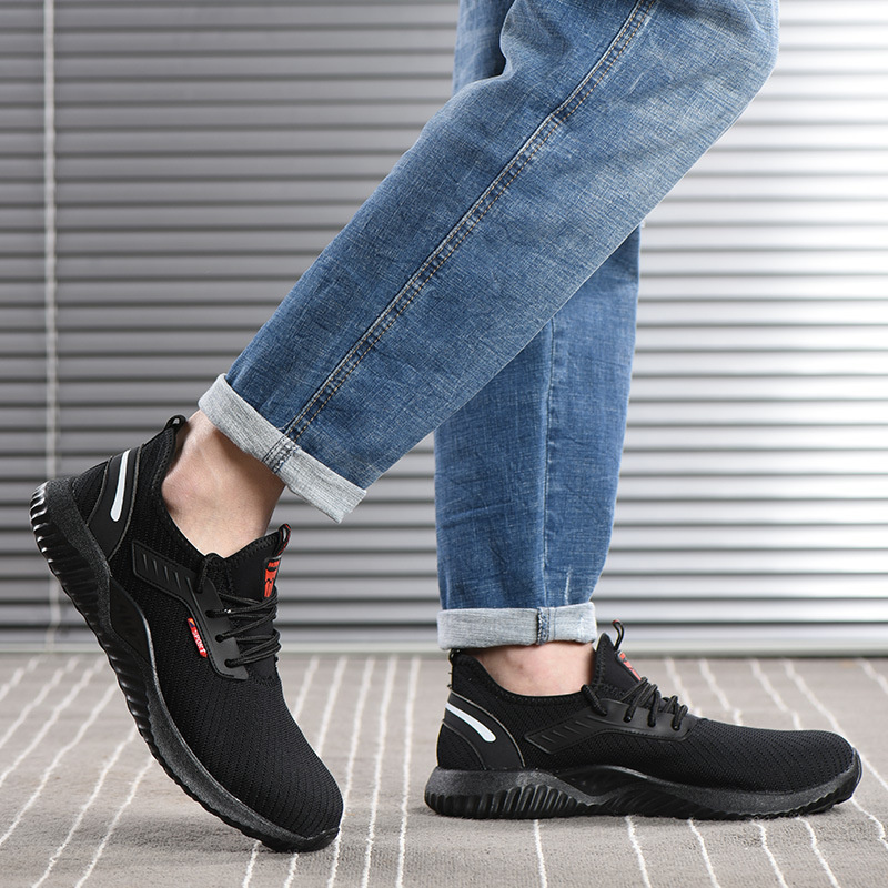 black sporty safety working shoes