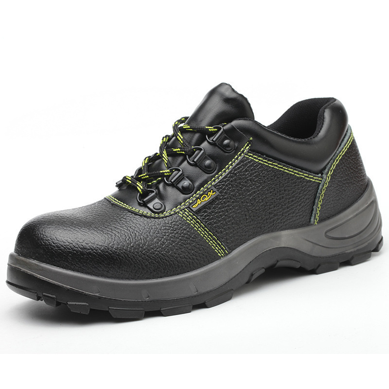 black leather safety work shoes