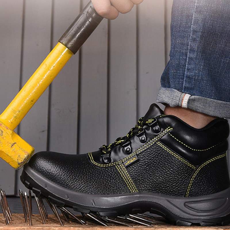 leather black safety work shoes for work