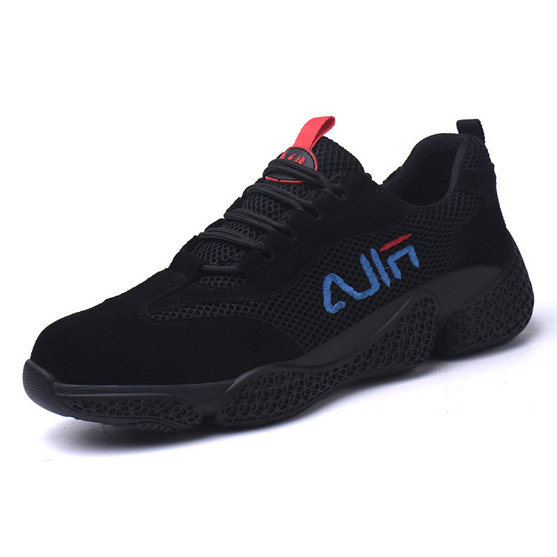 black knitted non slippery wafety work shoes