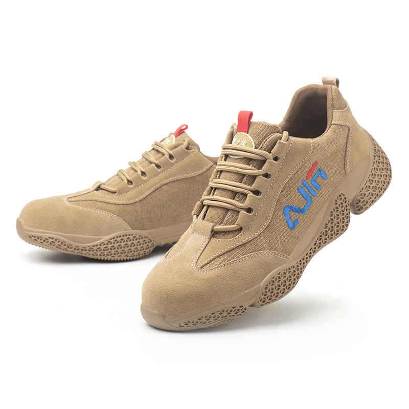 suede light brown safety work shoes