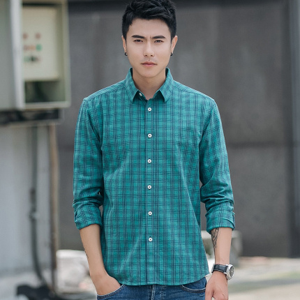 green grid slim fit dress shirts
