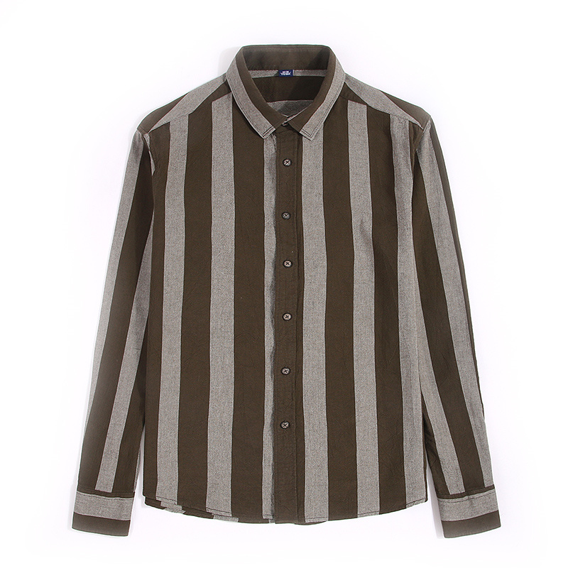 brown strip men dress shirt