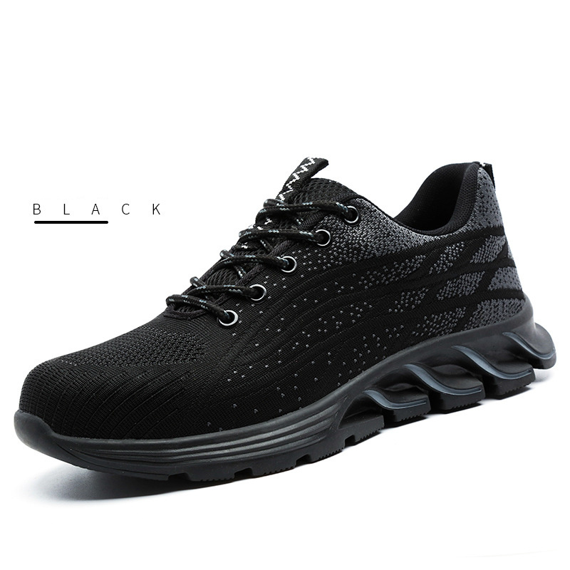 black wide toe work safety shoes