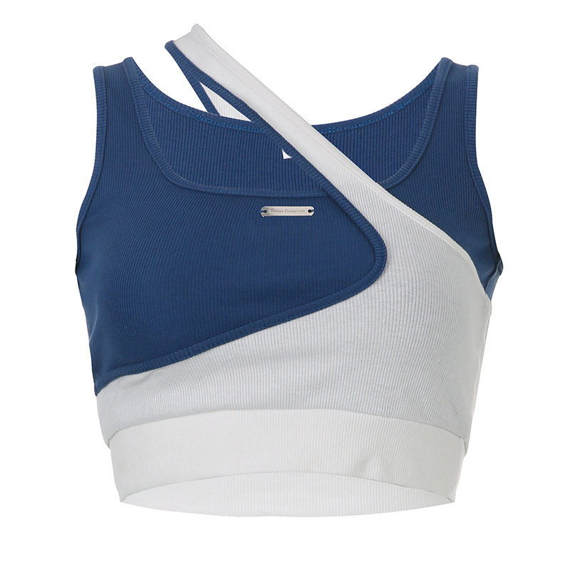asymmetrical vintage blue tank tops