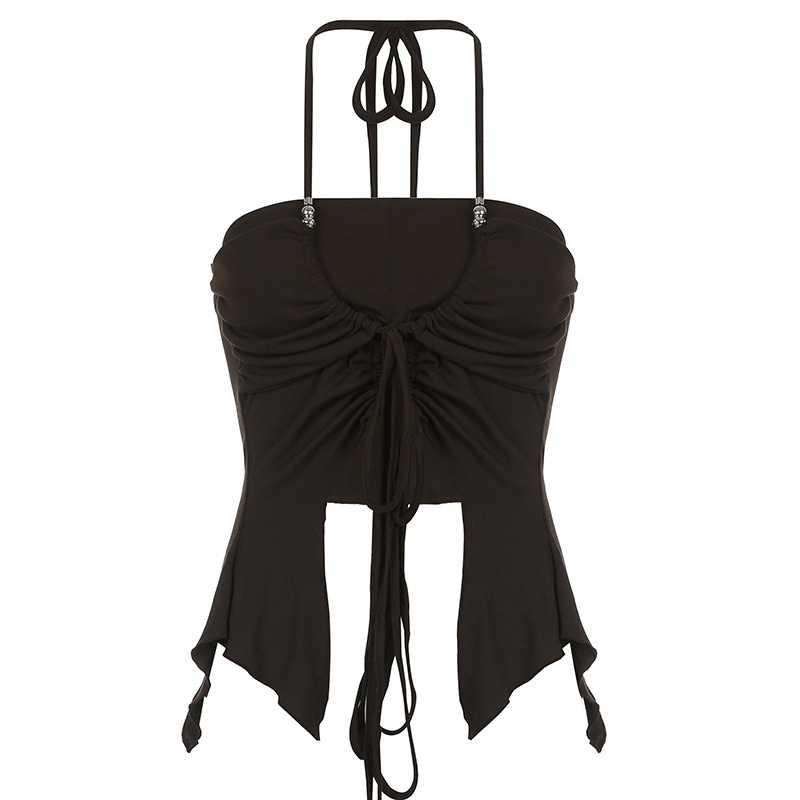 Fringe black tank top camisole