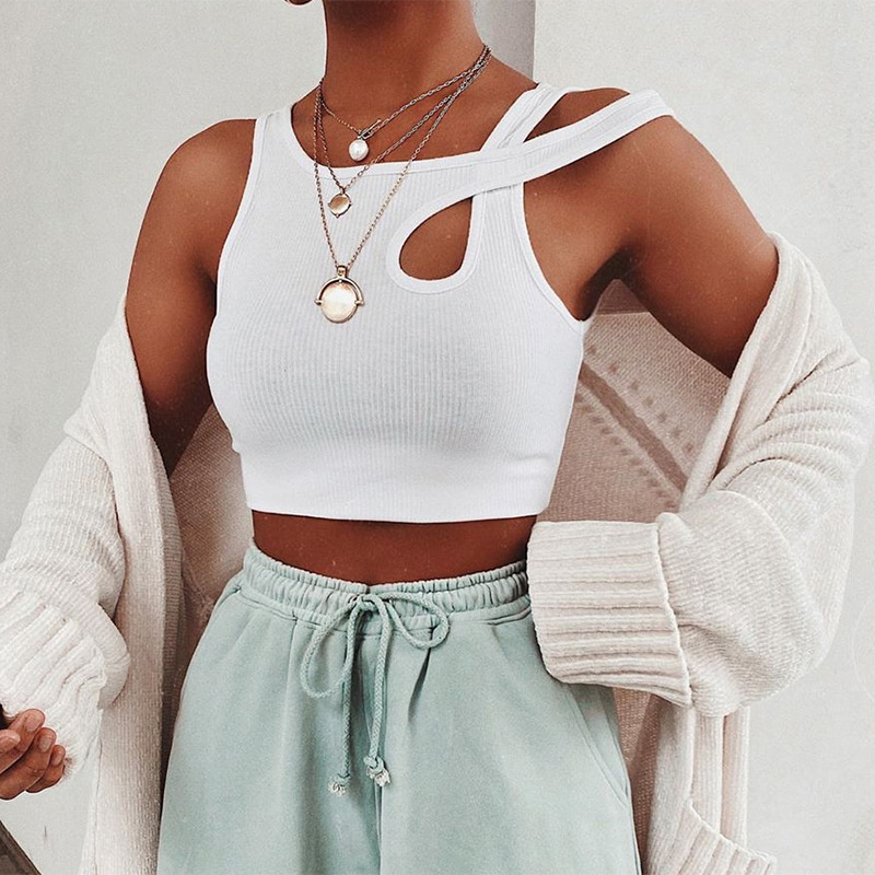 white crop tank top thick strap