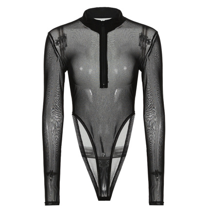 black mesh bodysuit street style