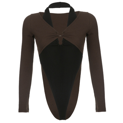 knitted fabric brown body suit