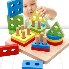 fidget toy wooden four-post building blocks