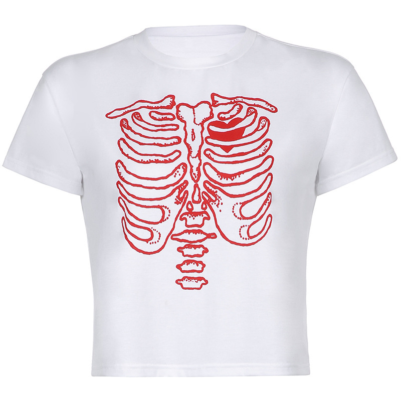 red print pattern t shirt