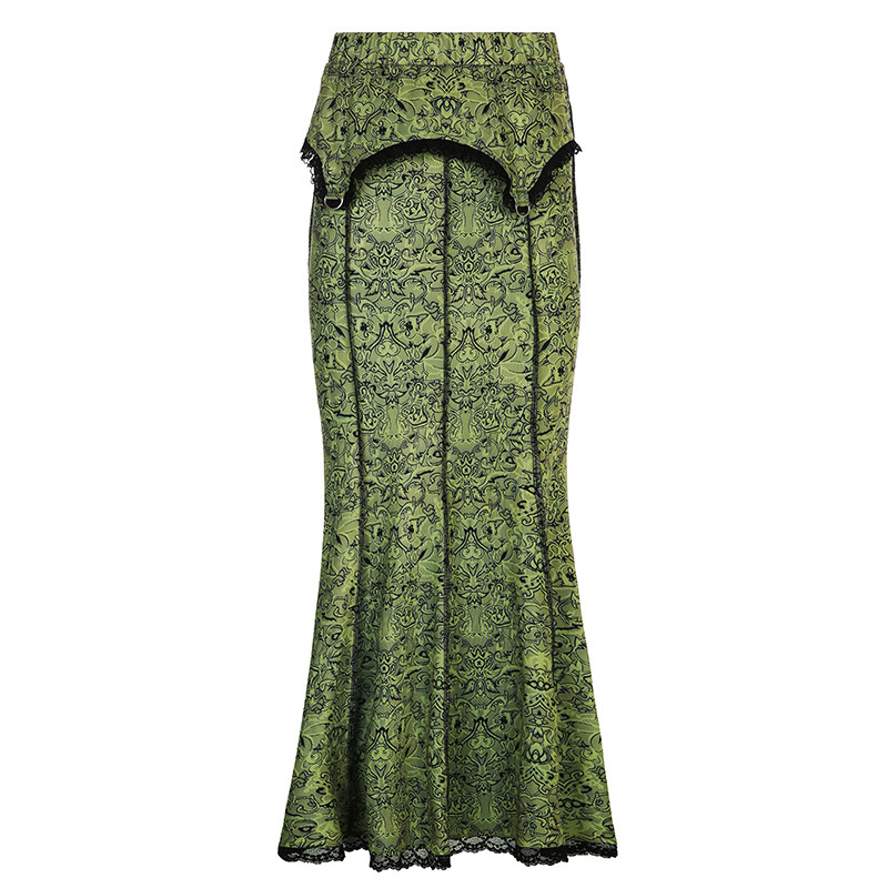 green wrap midi skirt