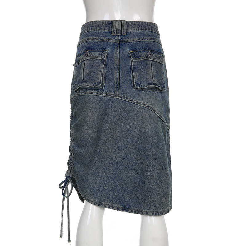 irregular cut denim skirt