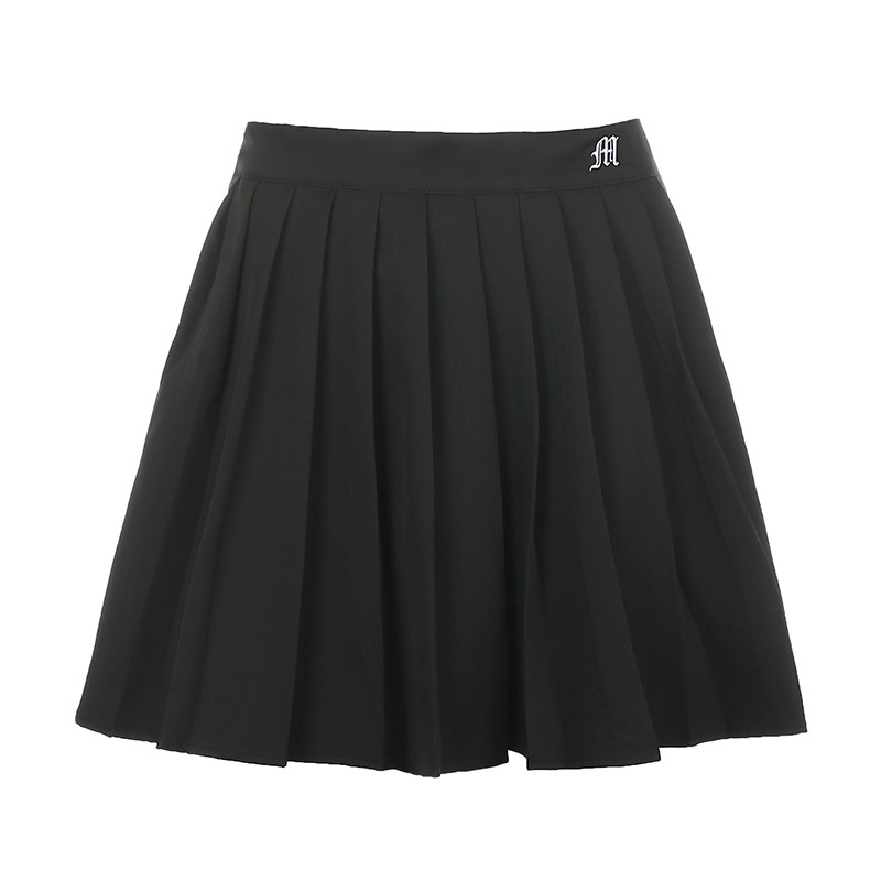 black pleated mini skirt