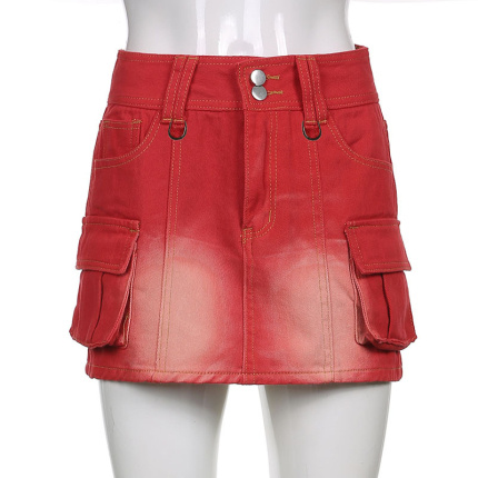 red versatile solid colour skirts