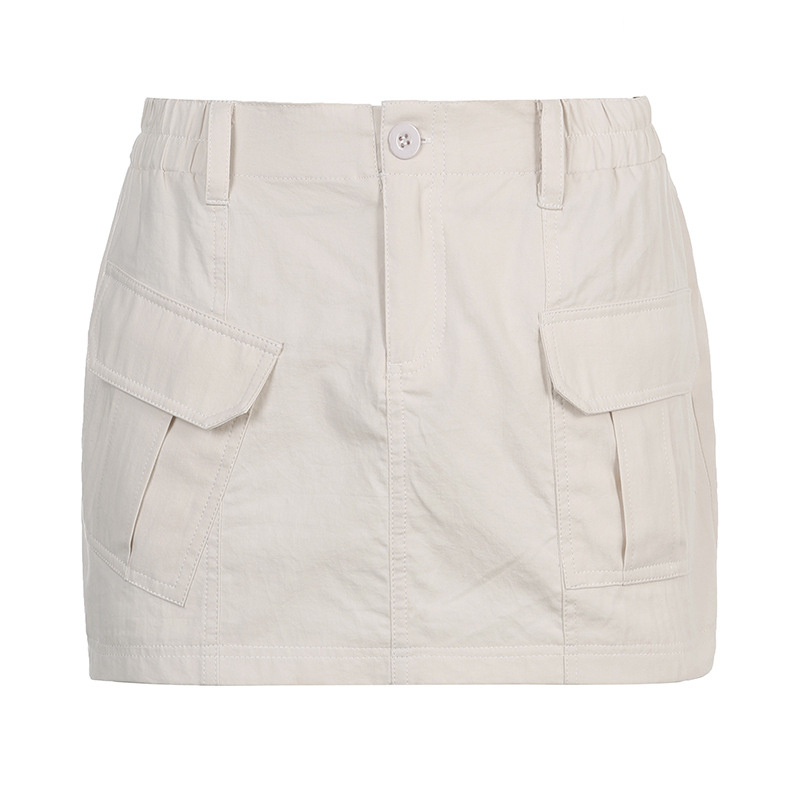 white cargo skirt with button