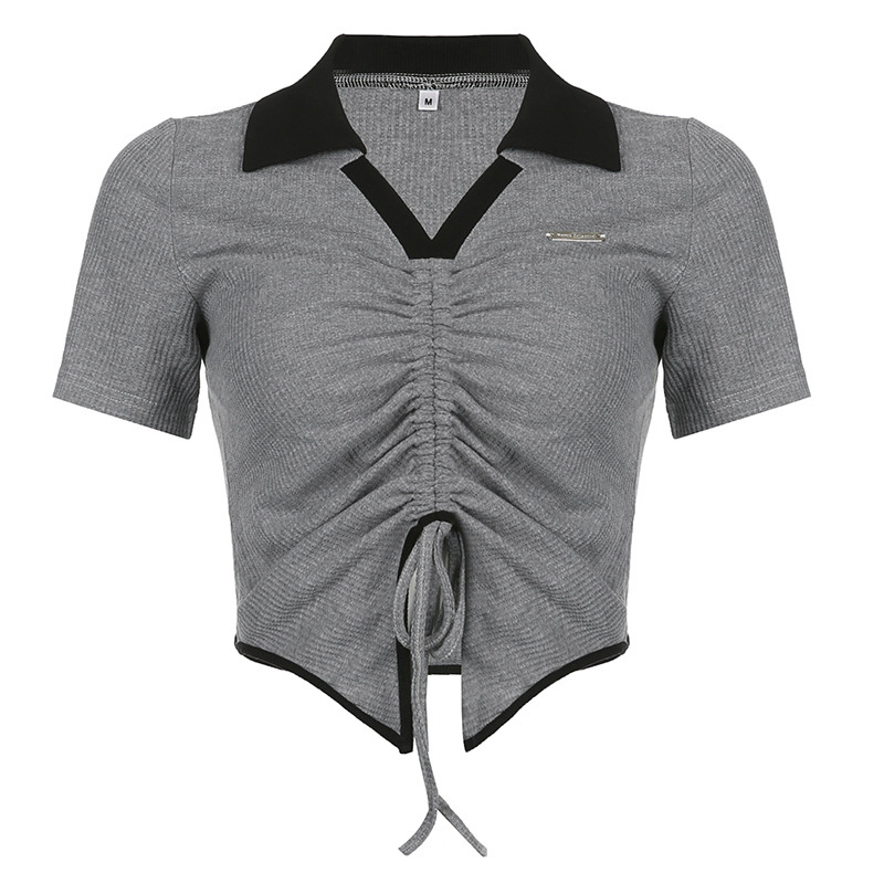 design contrast lapel t shirt