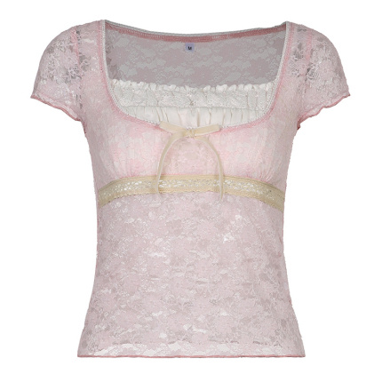 pink lace flowers pattern shirt