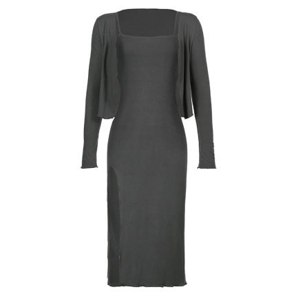 cotton fabric grey two piece sets