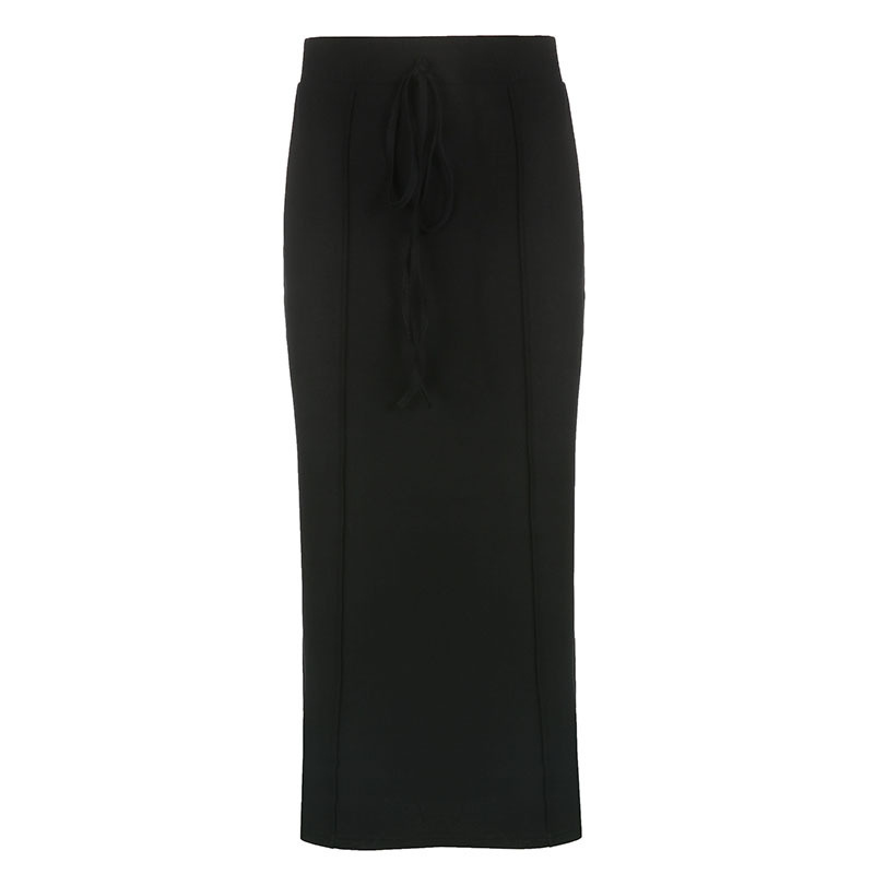 black wrap midi skirt
