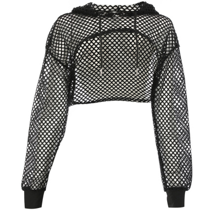 black mesh long sleeve top