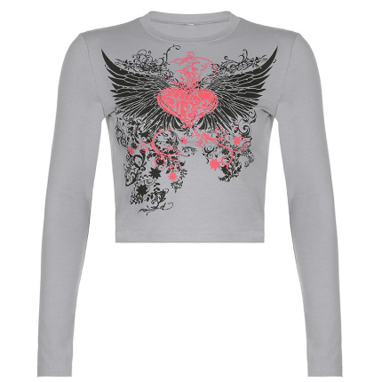 grey print pattern long sleeve