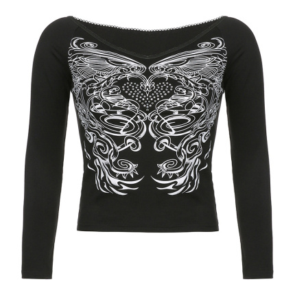black graphic cotton long sleeves