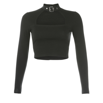 cotton blend black long sleeve