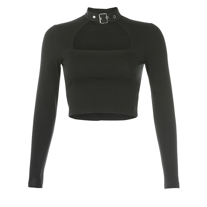cotton blend black long sleeve